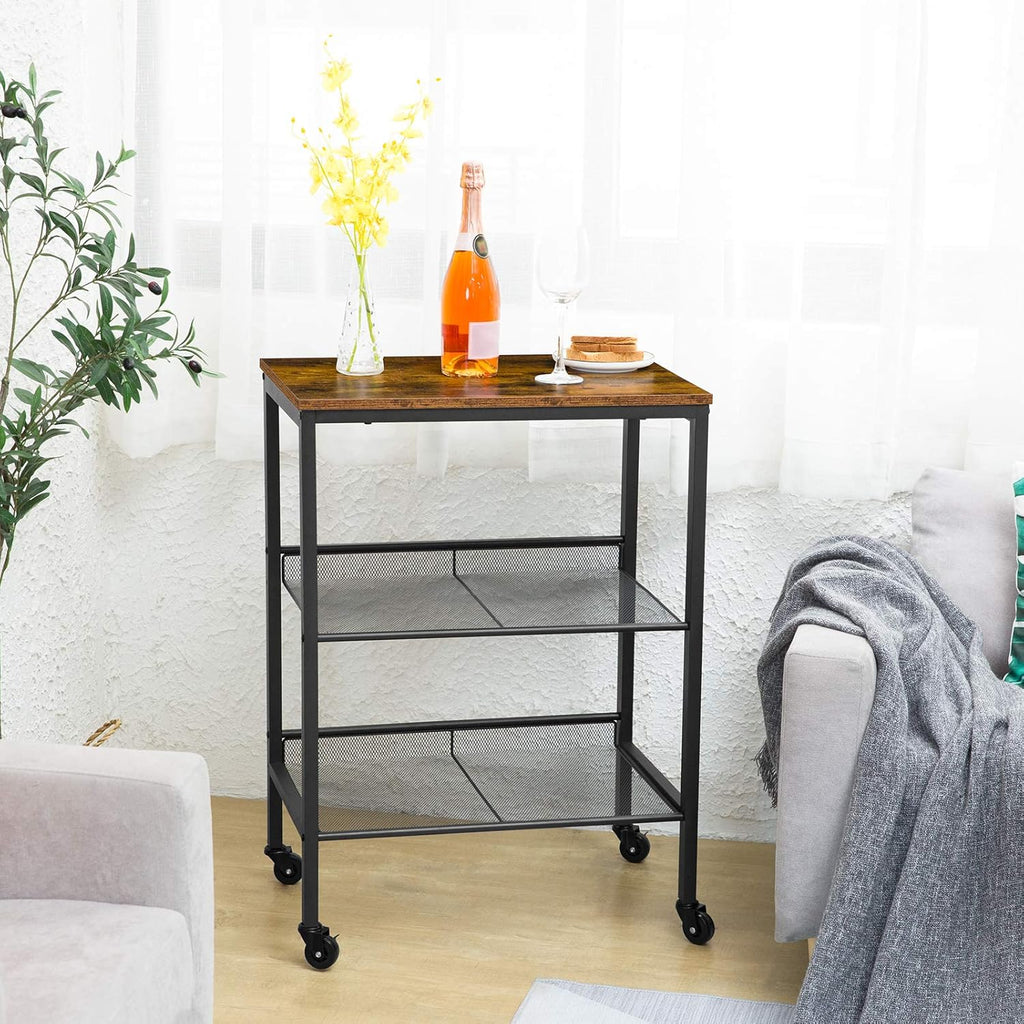 3-Tier Utility Cart on Wheels with Adjustable Feet R543101