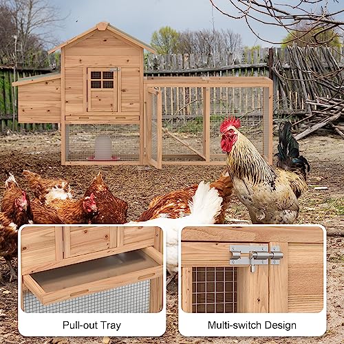 Wooden Chicken Coop with Nesting Box and Ramp F93035