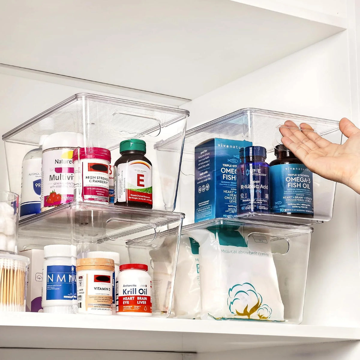 Clear Stackable Storage Bins with Lids, Large Plastic Containers with Handle S931