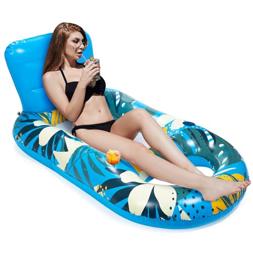 Heavy Duty Inflatable Pool Float with Cup Holder Backrest X918820
