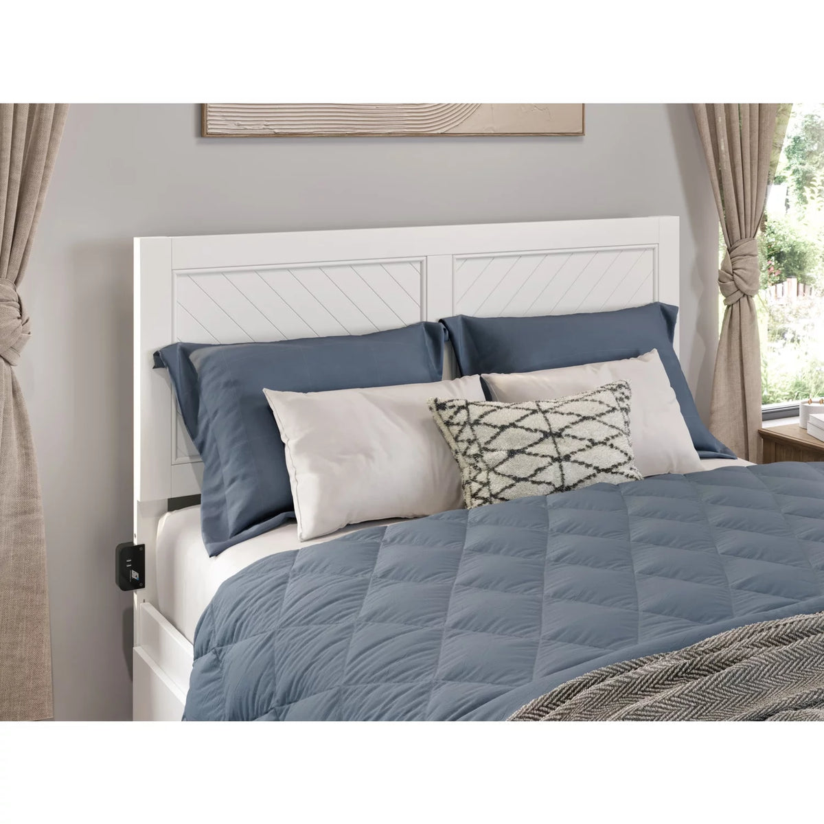 Solid Wood Full Size Headboard in White J967252