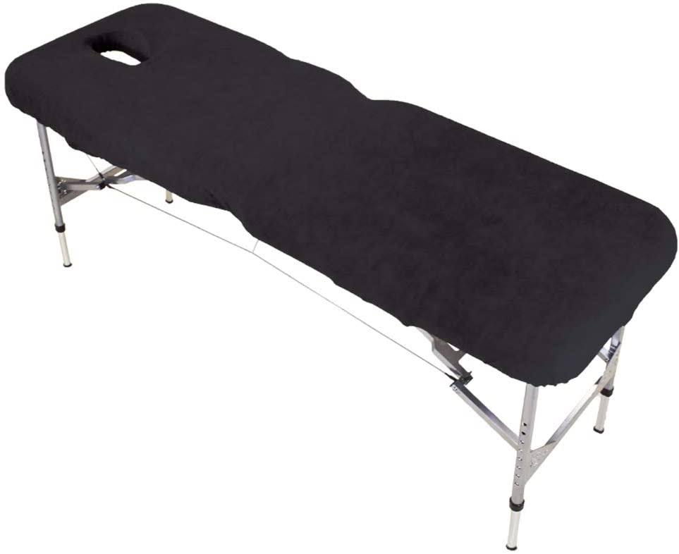 Black Massage Table Couch Cover with Face Hole L7491
