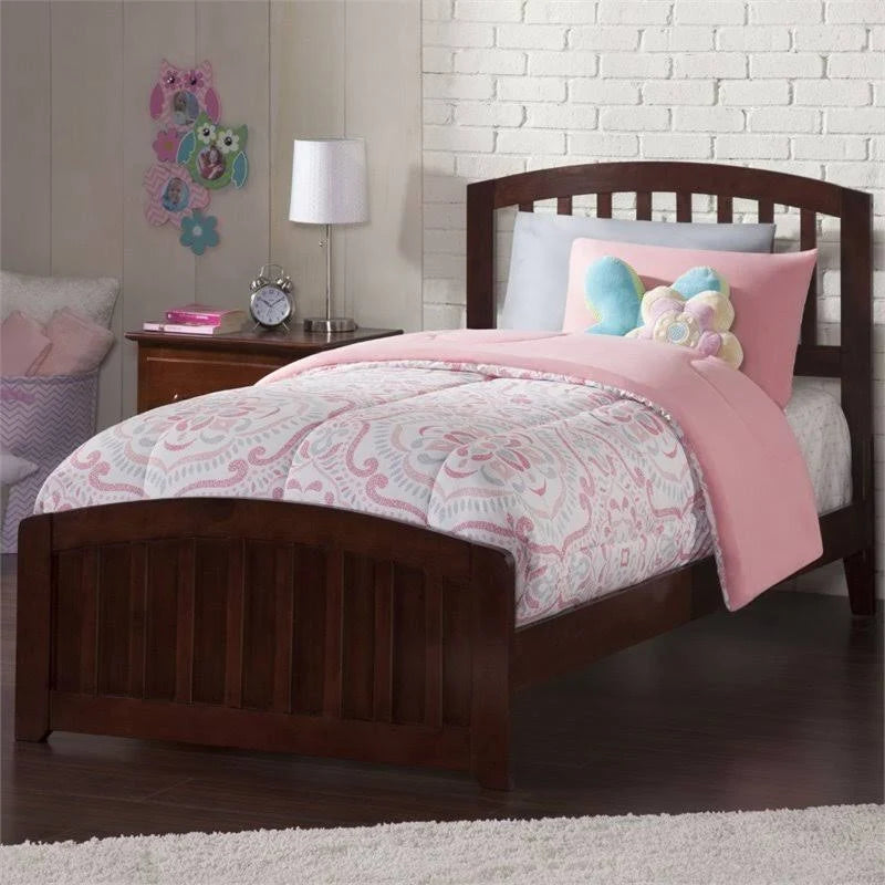 Twin XL Walnut Traditional Bed with Matching Foot Board W98027