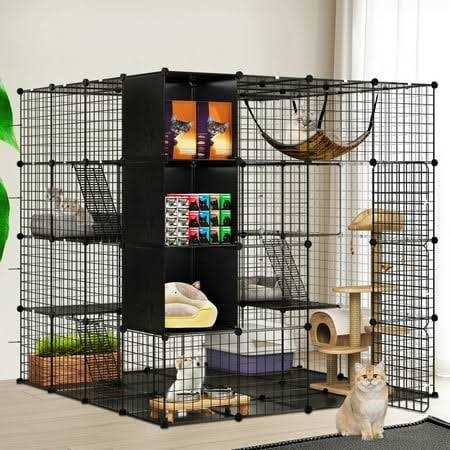 4-Tiers Metal Cat Playpen with Hammock D687