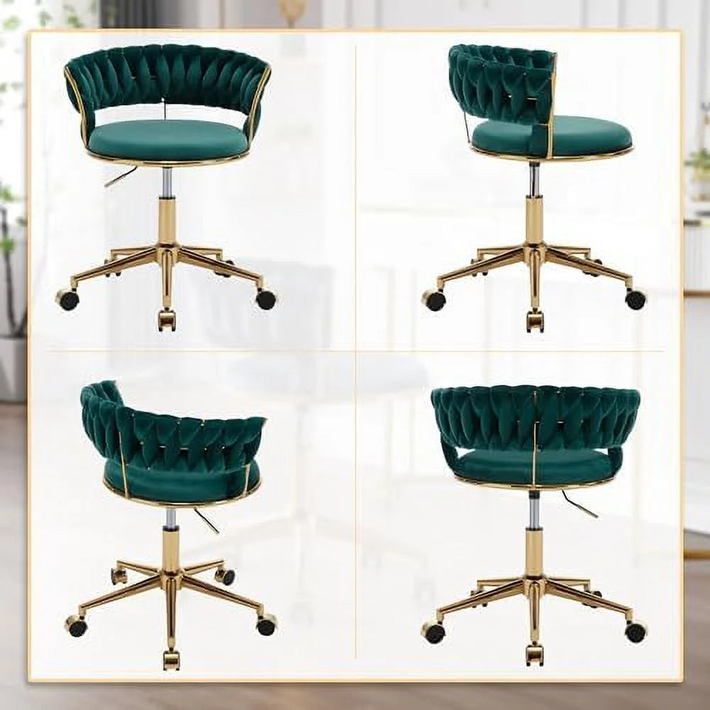 Dark Blue Velvet Desk Chair with Wheels G452443