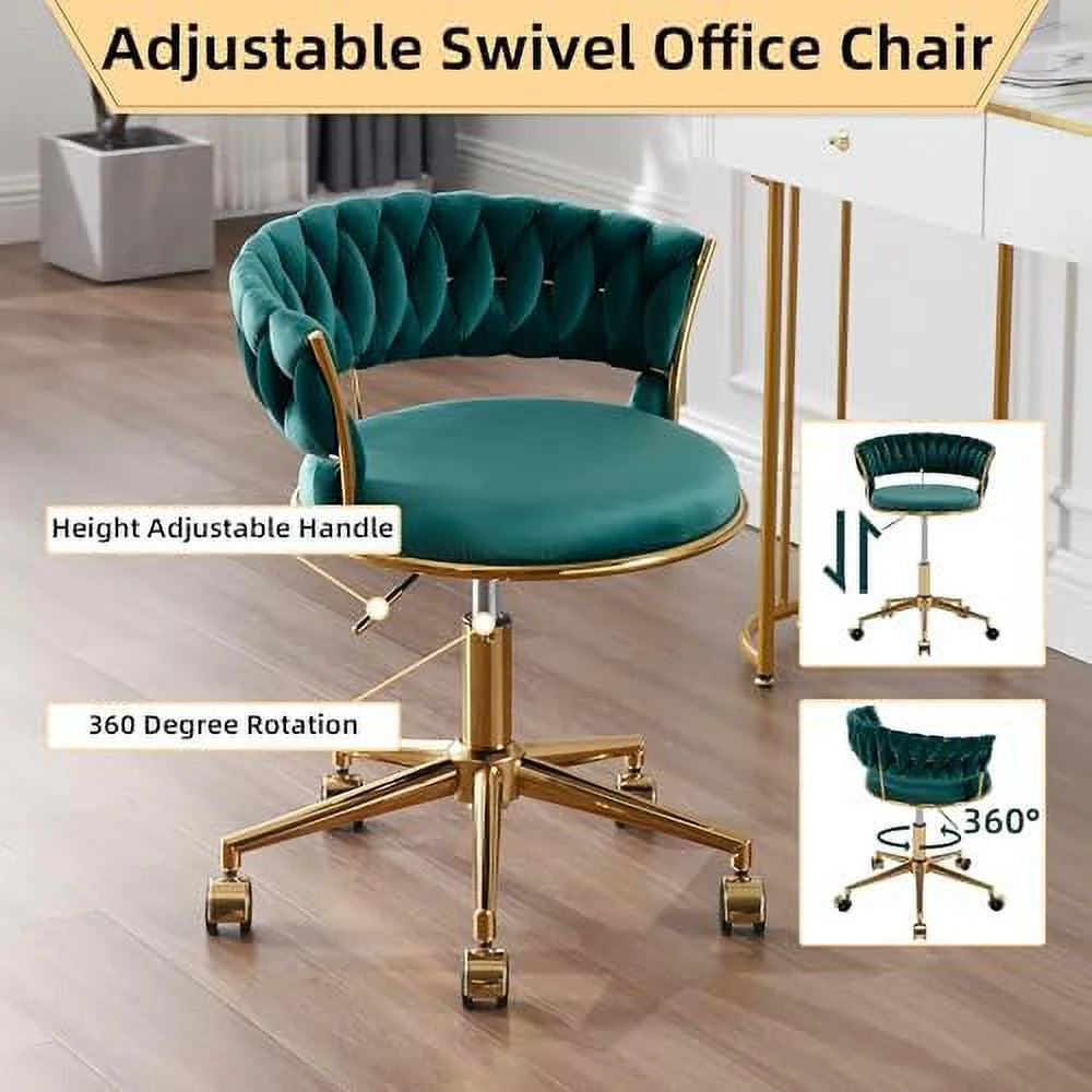 Dark Blue Velvet Desk Chair with Wheels G452443