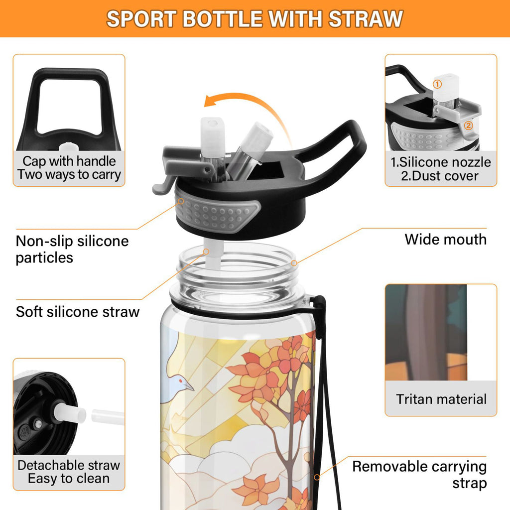 32oz Tritan Leakproof Clear Water Bottle with Straw A620