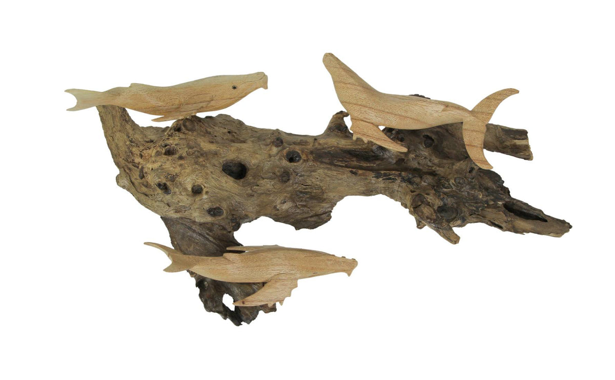 Carved Wood Whale Wall Hanging W425822
