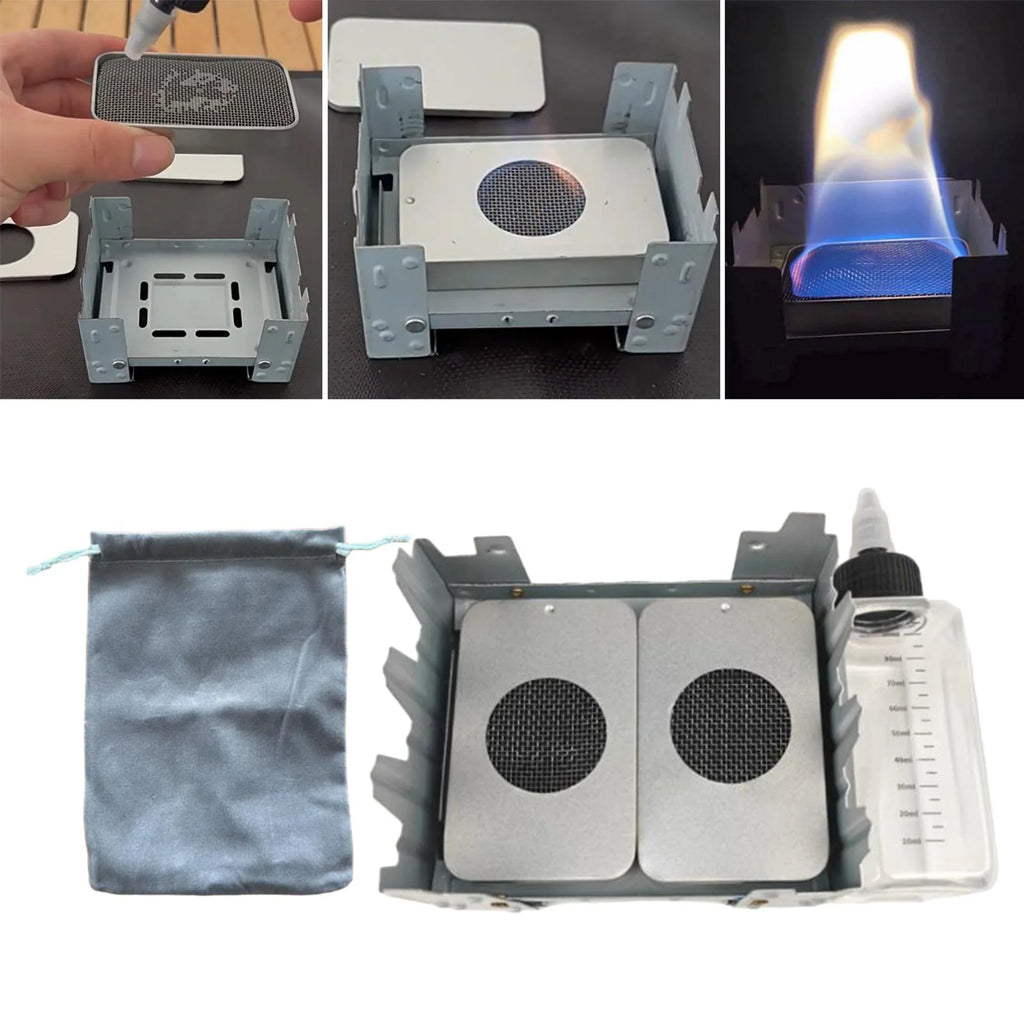 Liquid Fuel Camping Stove Set with Folded Stand Grill D89928