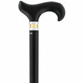 Silver 925r Fritz Leaves Handle Walking Cane with Black Beechwood Shaft and Collar D35247