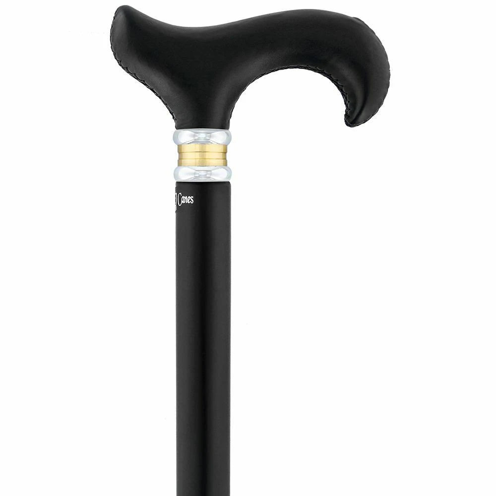 Silver 925r Fritz Leaves Handle Walking Cane with Black Beechwood Shaft and Collar D35247