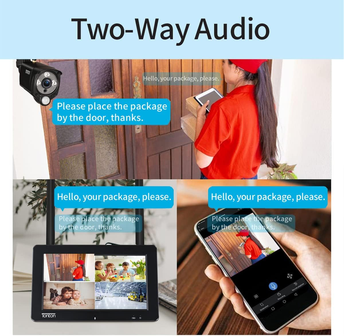Portable LCD Security Camera System Wireless, 7" IPS Touchscreen Monitor with Battery, 4CH NVR and 4PCS 3MP Cameras with PIR Sensor, 32GB SD Card Included Z2793