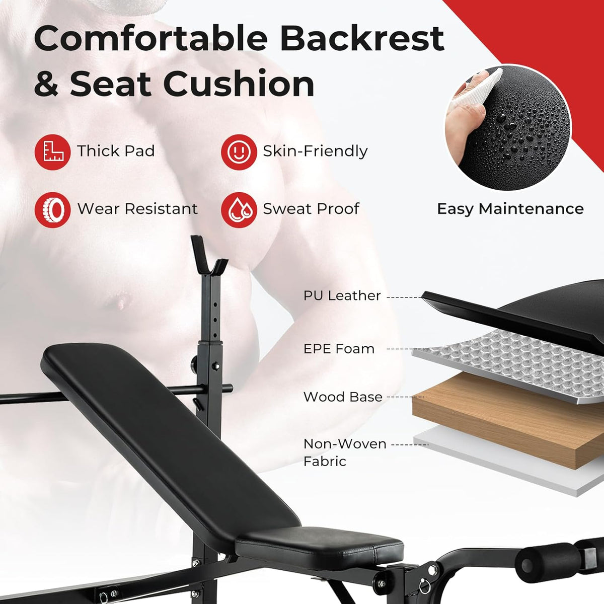 Adjustable Weight Bench with Squat Racks D996