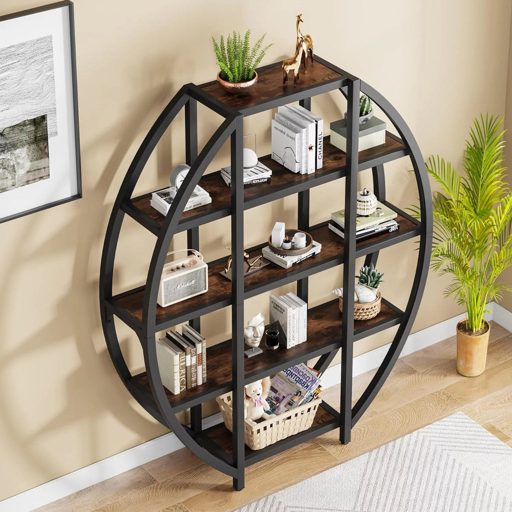 69" Tall 5 Tiers Rustic Brown Bookshelf R470
