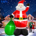 14 Ft by 8.5 Ft Giant Christmas Inflatable Santa Claus with Gift Bag Outdoor Decorations F794