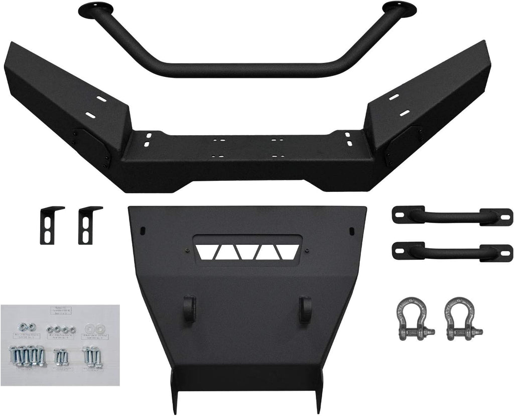 Wrinkle Black Steel Front Bumper with Tow Hooks N6609