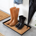 Black Metal Boot Tray with Coir Insert O26948