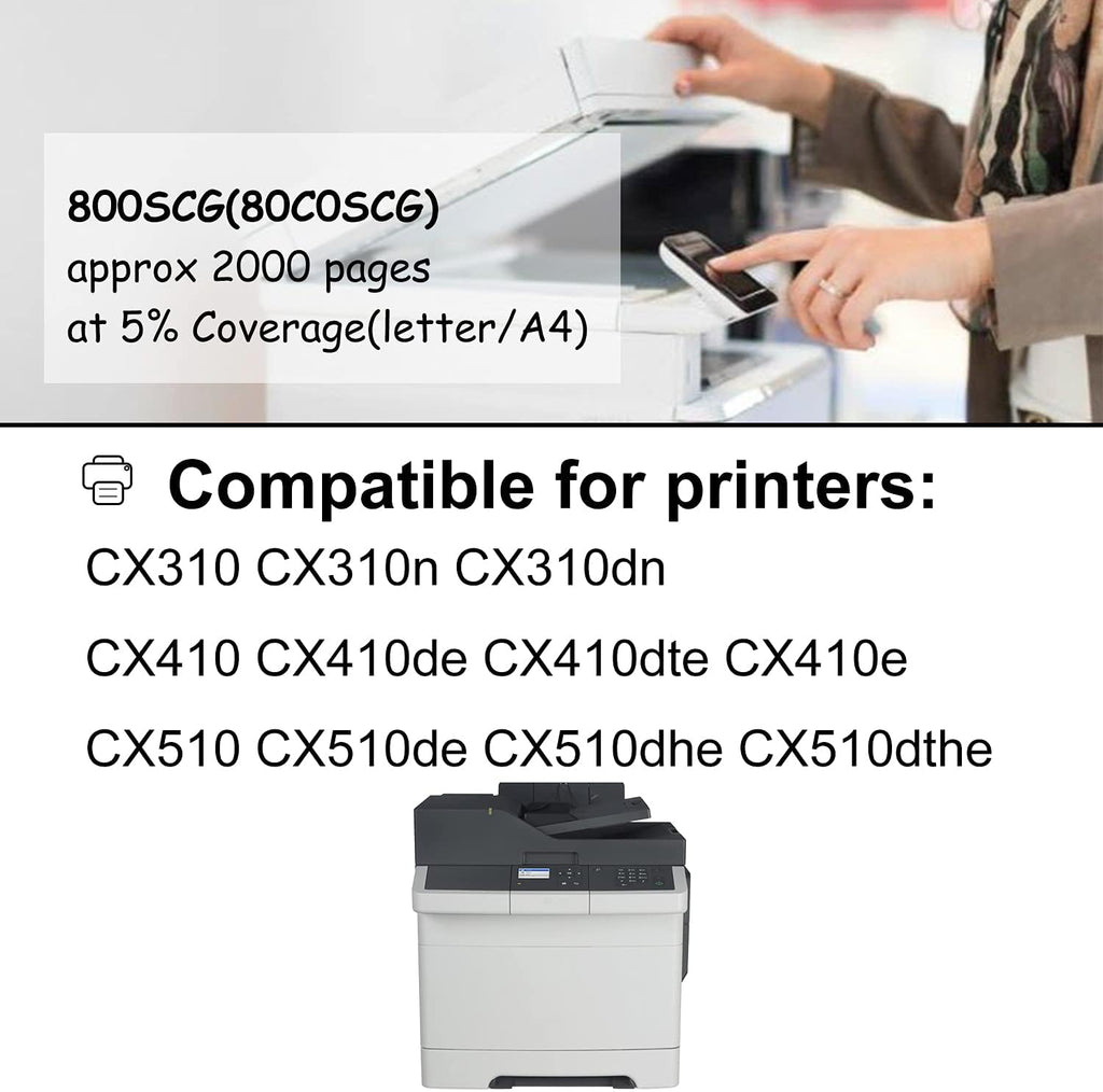 2 Pack Cyan Toner Cartridge for Lexmark CX410e CX310 CX510 E614536