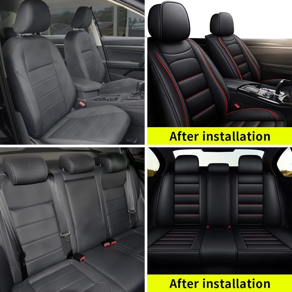 Faux Leather Waterproof Car Seat Covers 5 Seats Set with Airbag Compatible F11142