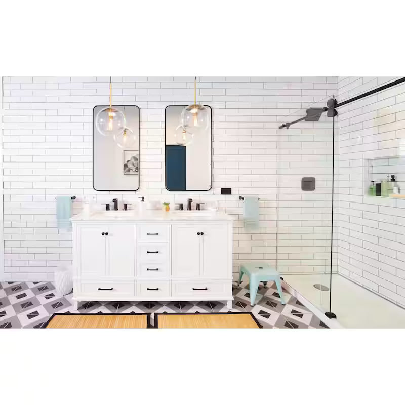 8 in. Widespread Double Handle Bathroom Faucet with Drain in Matte Black 2-Pack S647232