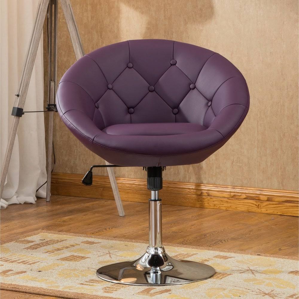 Purple Tufted Tilt Swivel Chair V5495