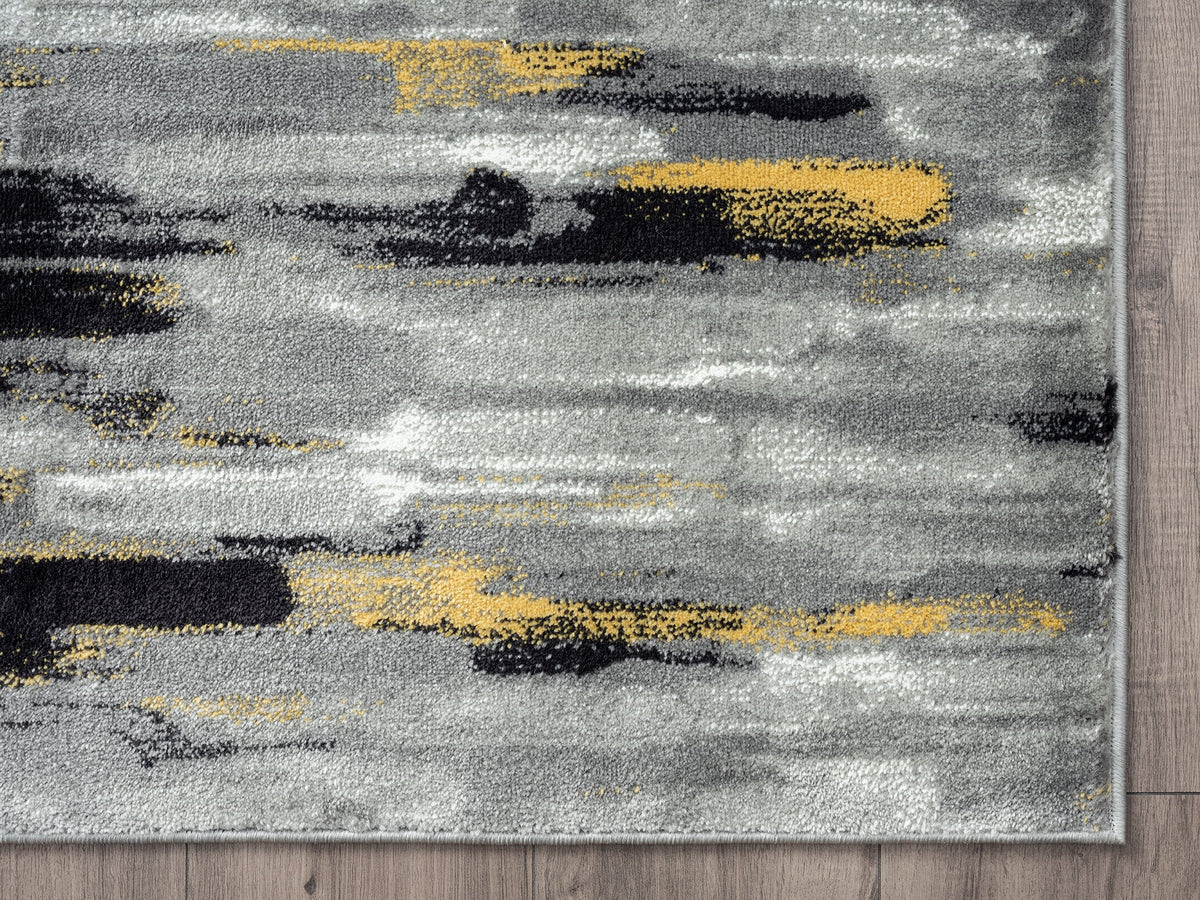 6 x 9 Grey Yellow Area Rug R627429