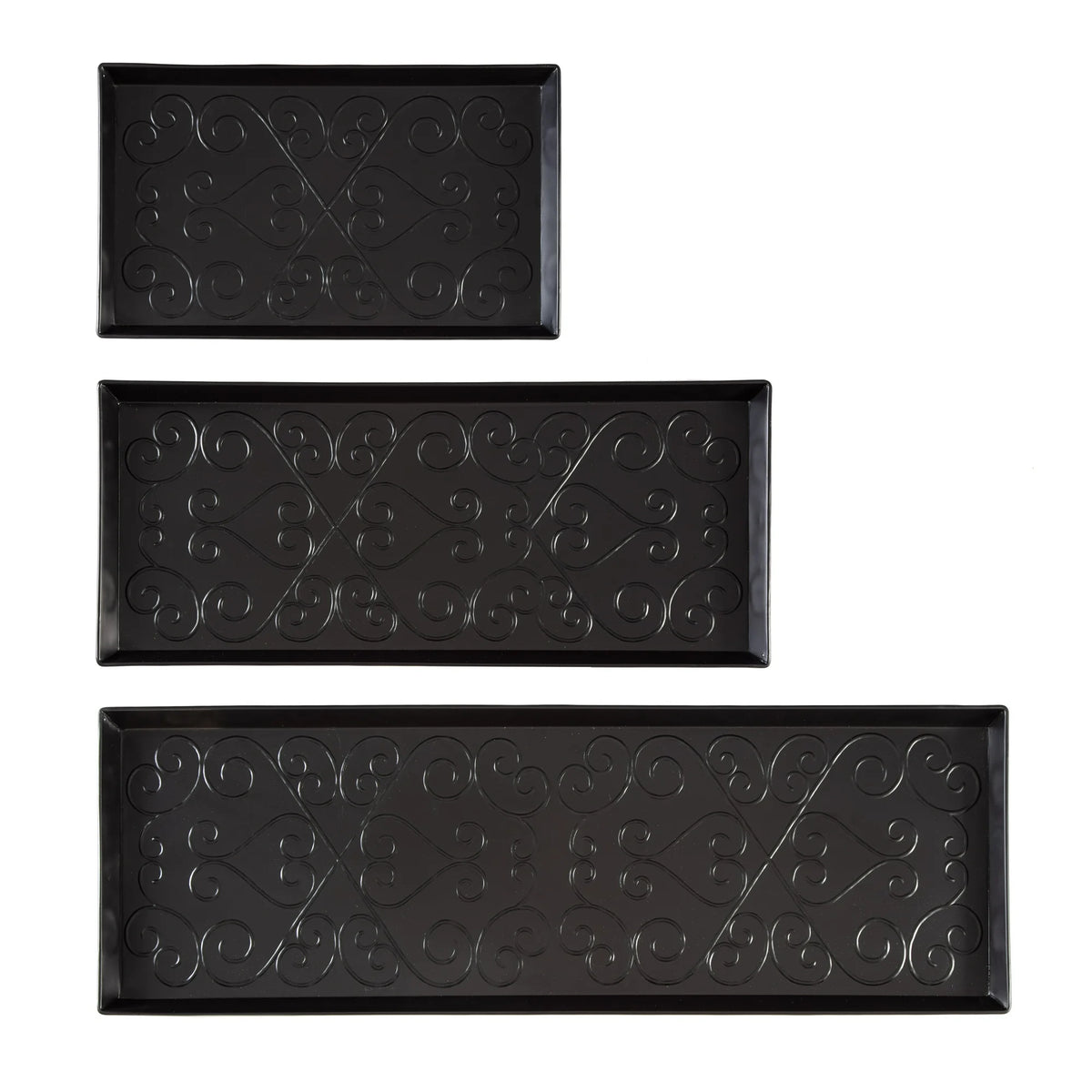 Black Metal Boot Tray with Coir Insert O26948