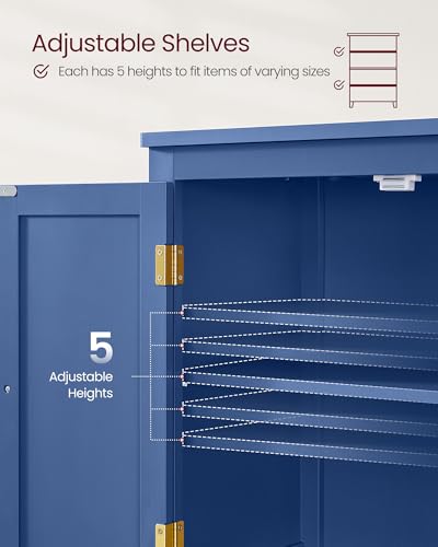 Forest Green 4 Door Freestanding Bathroom Storage Cabinet with Adjustable Shelves E5808
