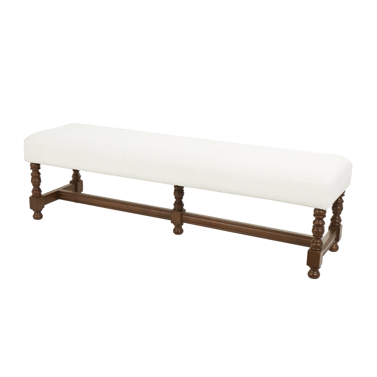 Fabric Bench with Brown Traditional Wood Turned Legs T66857