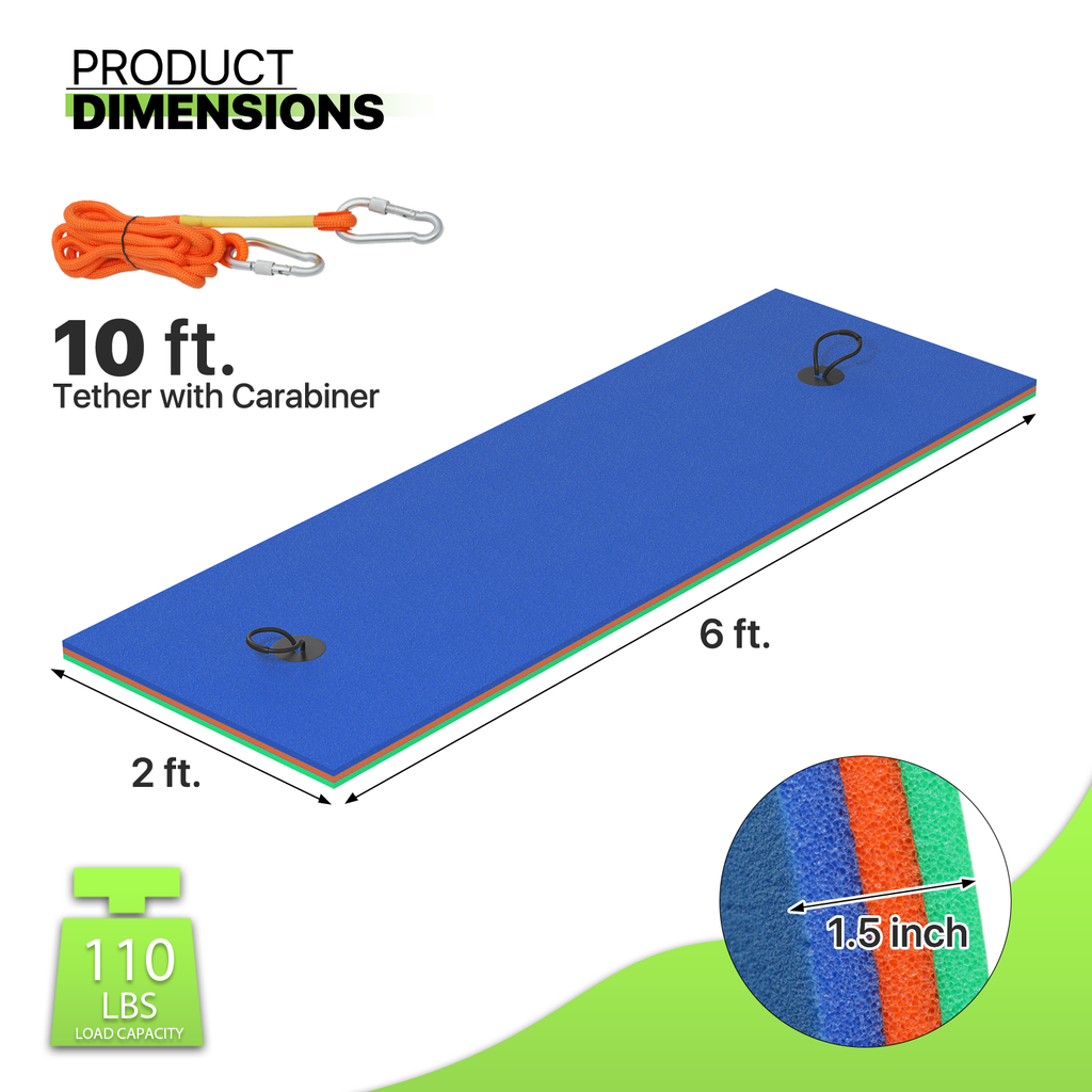 Blue 3-Layer XPE Foam Floating Water Mat A824