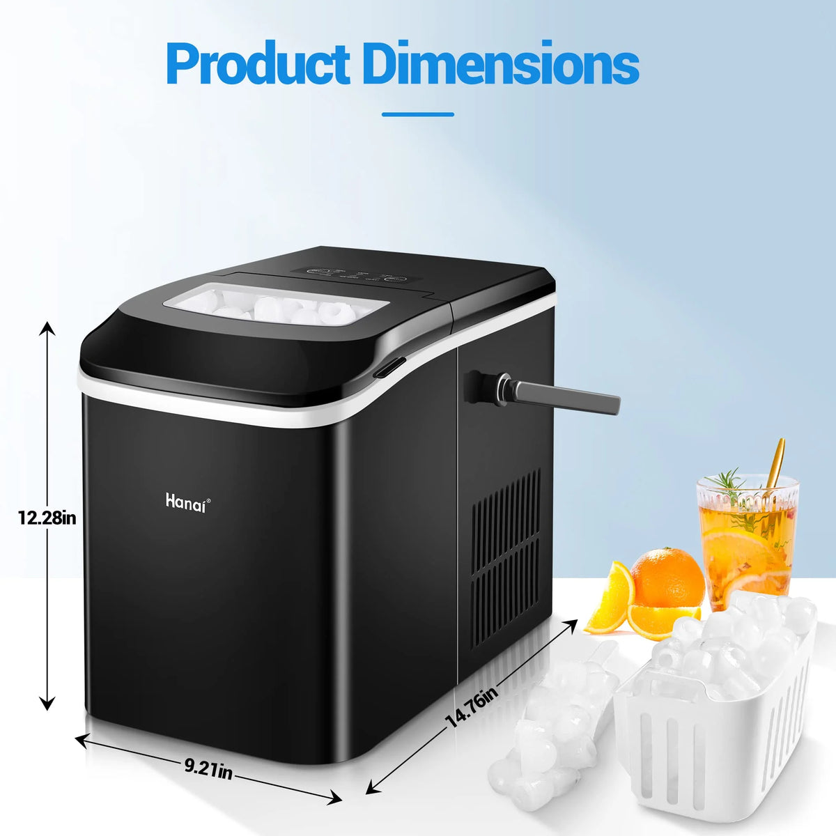 Black Portable Compact Countertop Ice Maker R44375