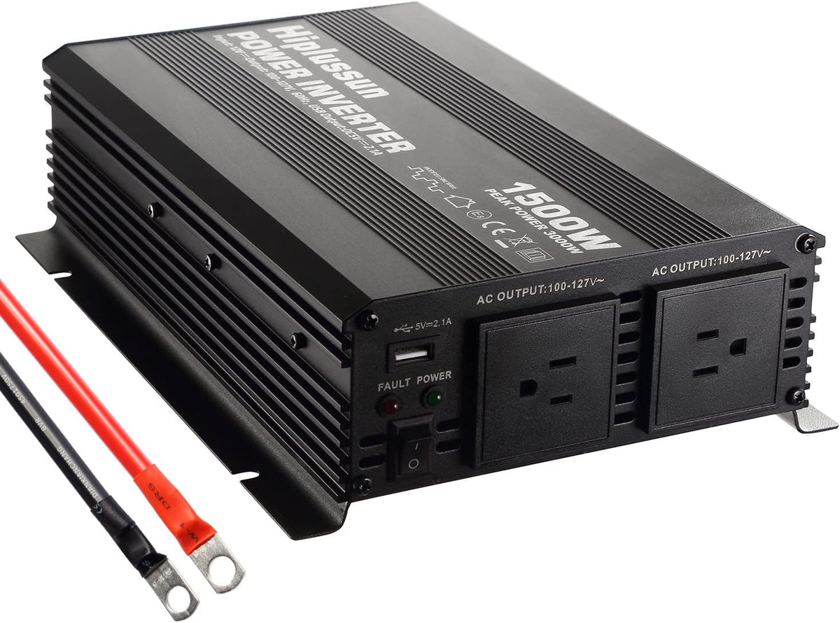 600 Watt Pure Sine Wave Power Inverter 12v to 110v DC to AC with USB and AC Outlet S390