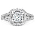 2.14 CTW Princess Diamond Radiant Halo Engagement Ring in 14K White Gold P802