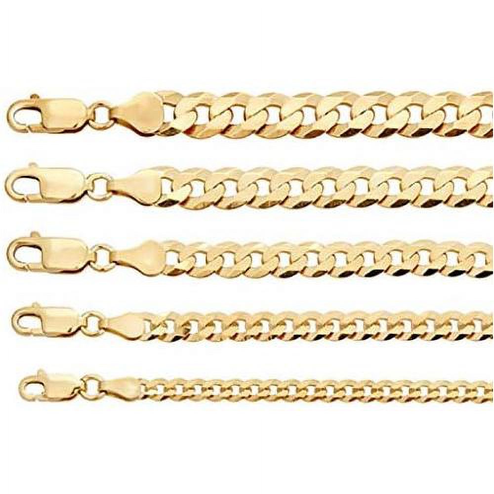 14k over solid 925 sterling silver flat cuban chain necklace C445430