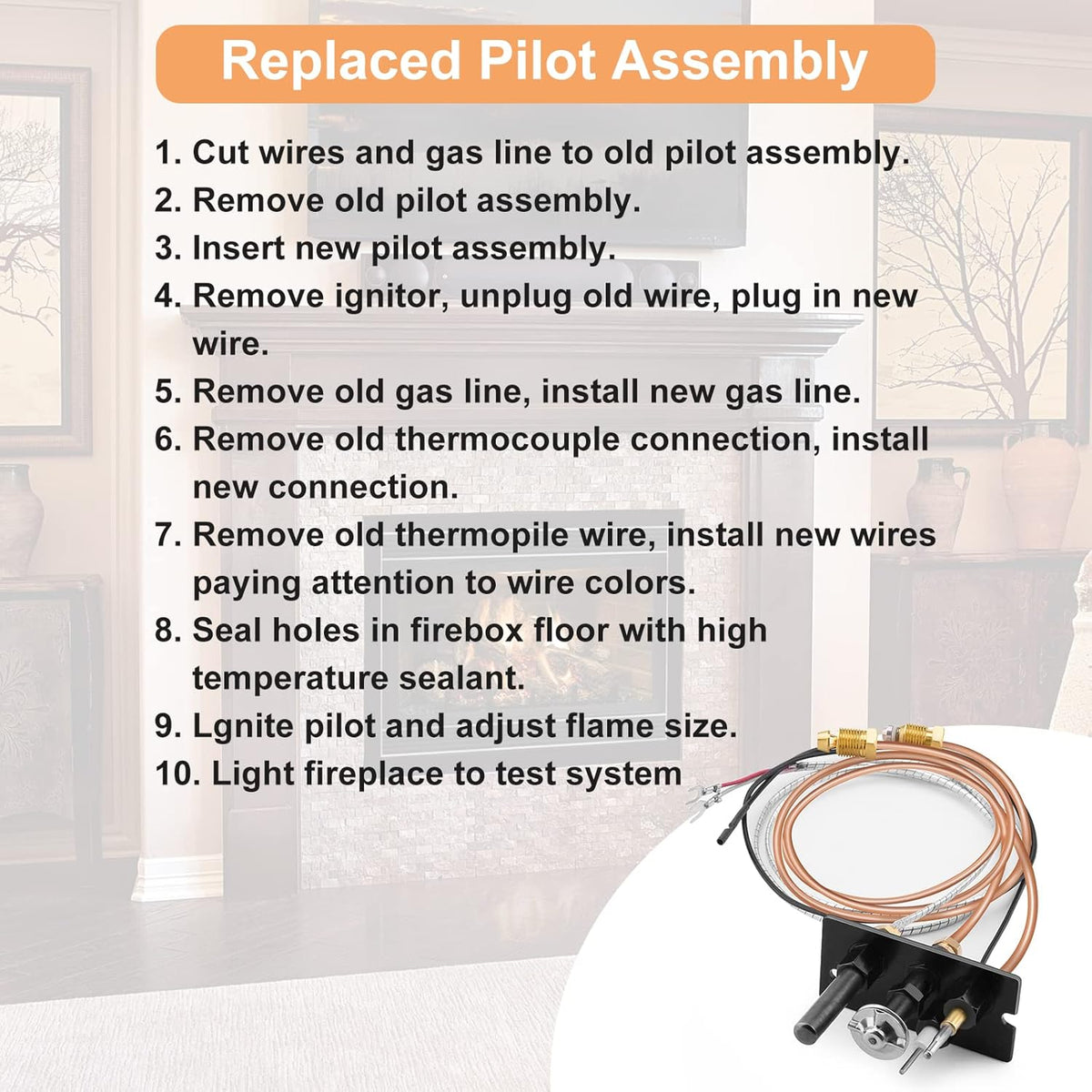 Propane and Natural Gas Pilot Assembly for Fireplace and Stoves B950881