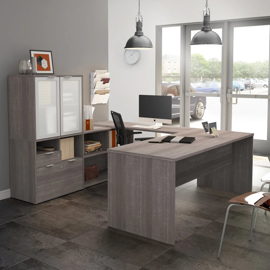U Shape Computer Desk with Hutch P889