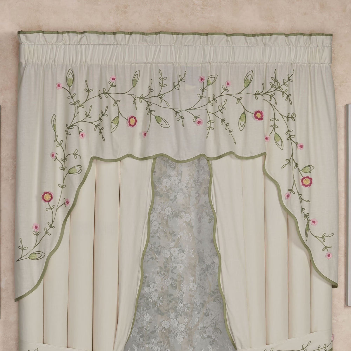Natural Cotton Crochet Swag Valance 72 x 38 Inches W913