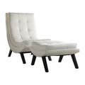 White Faux Leather Lounge Chair and Ottoman Set B46242