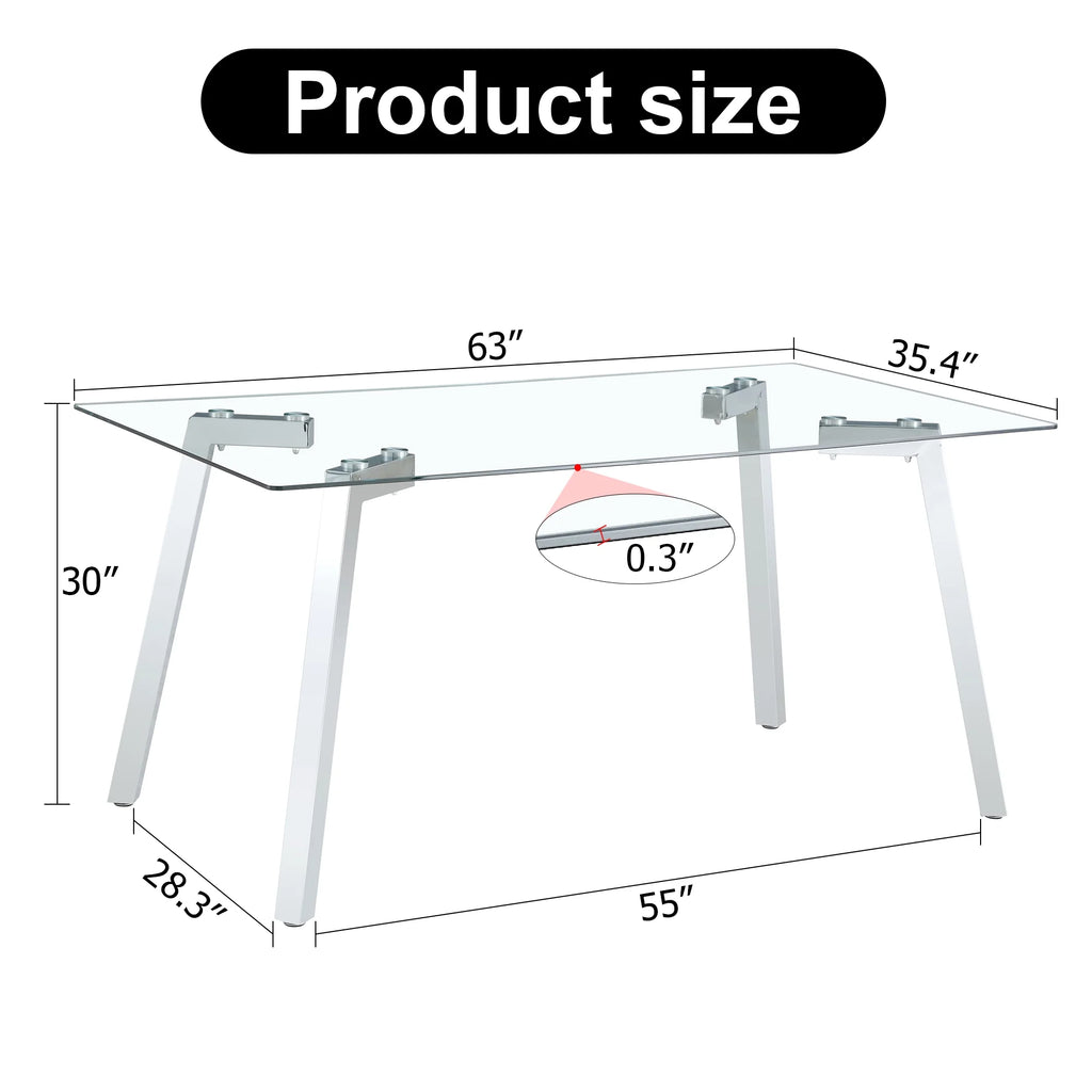 Rectangle Glass Dining Table with Metal Base U503972