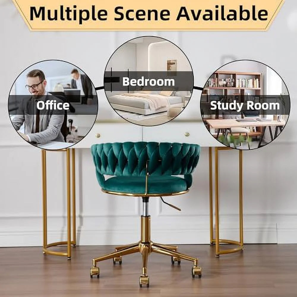 Dark Blue Velvet Desk Chair with Wheels G452443