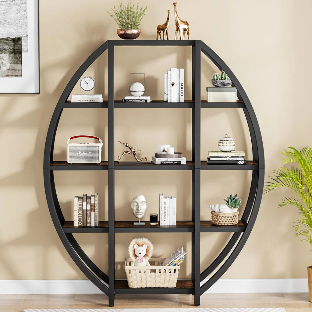 69" Tall 5 Tiers Rustic Brown Bookshelf R470