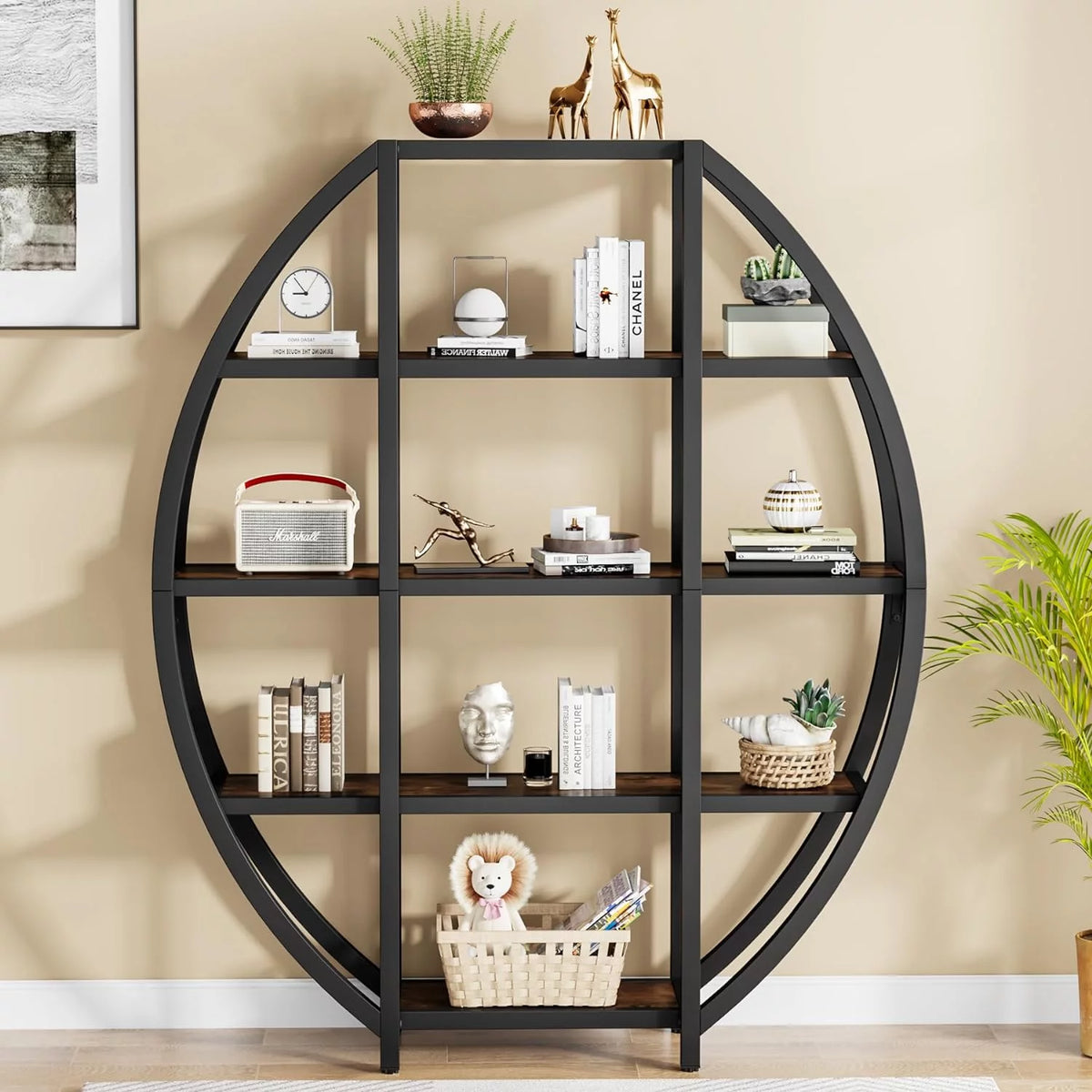 69" Tall 5 Tiers Rustic Brown Bookshelf R470