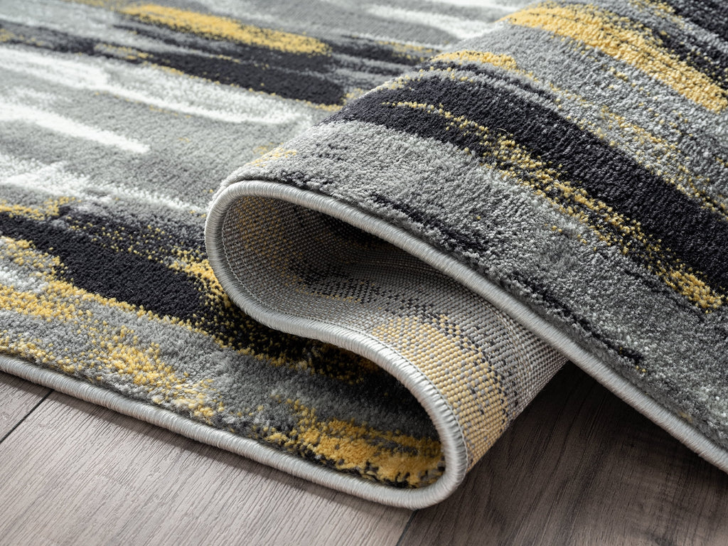 6 x 9 Grey Yellow Area Rug R627429