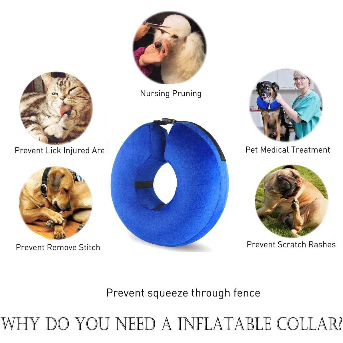 Protective Inflatable Cone Collar for Dogs and Cats E837748
