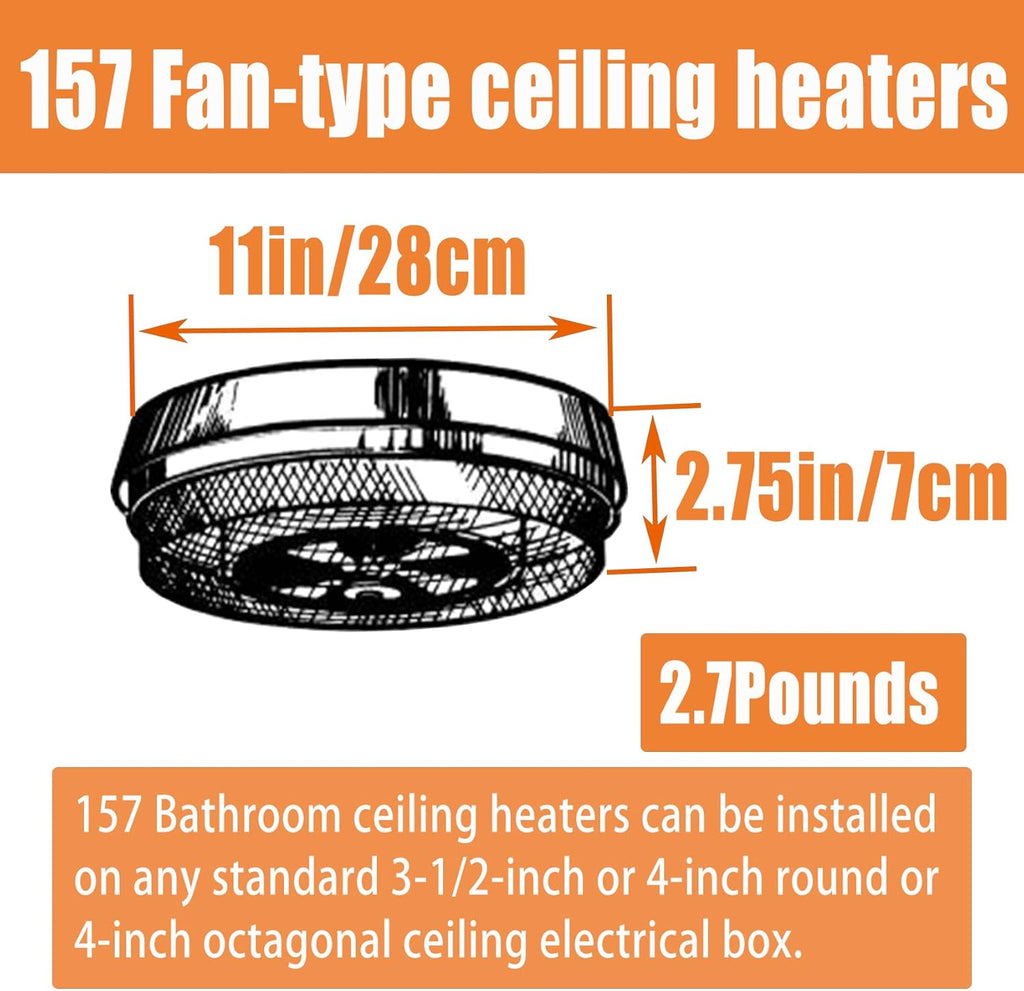 Bathroom Ceiling Heater, 1250W Instant Heat Q148178