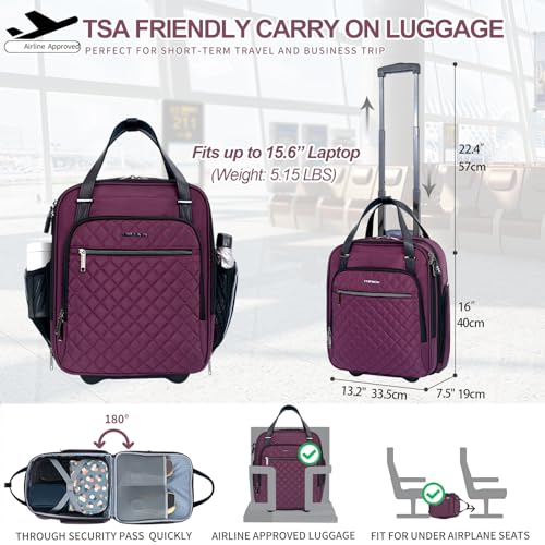 Black 16" Carry On Bag with Wheels L775