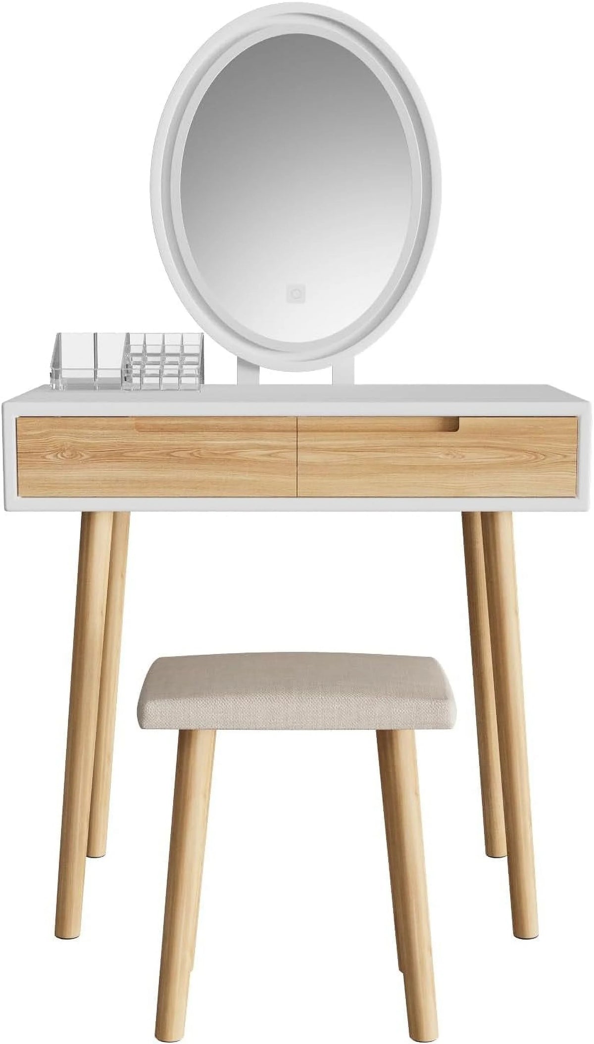31.5'' Makeup Vanity Desk with Oval Mirror and Stool C60511