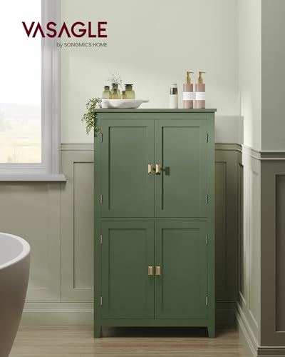 Forest Green 4 Door Freestanding Bathroom Storage Cabinet with Adjustable Shelves E5808