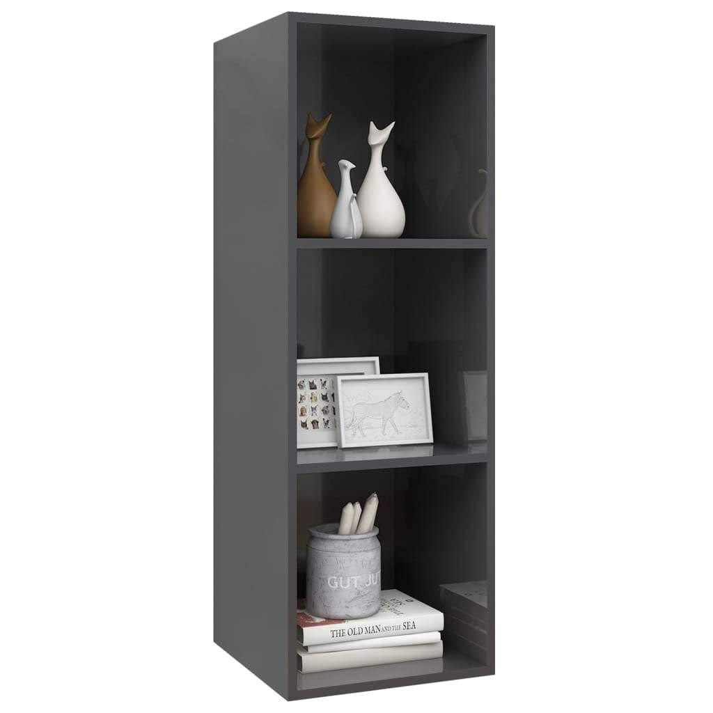 High Gloss Gray Wall-Mounted TV Cabinet Chipboard V954