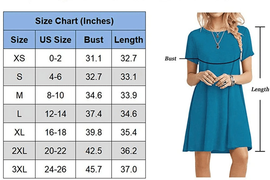 Women's Summer Casual T-shirt Dress Short Sleeve Boho Beach Dress M553